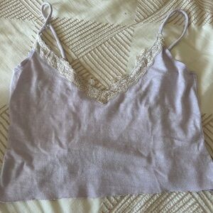 Free People Intimately Lavender Lace Trim Camisole Tank Top